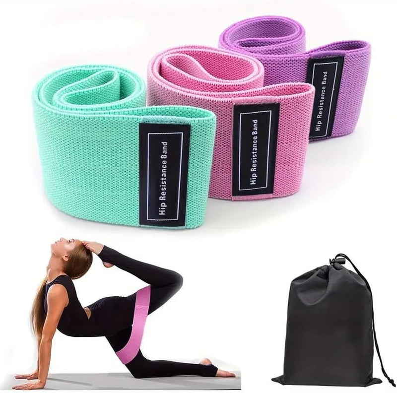 Hip Resistance Bands - Fabric Hip Bands - Cotton Non-Slip Hip Thruster Loop Band Set - for Glute Activation, Leg Exercise and Fitness Workout