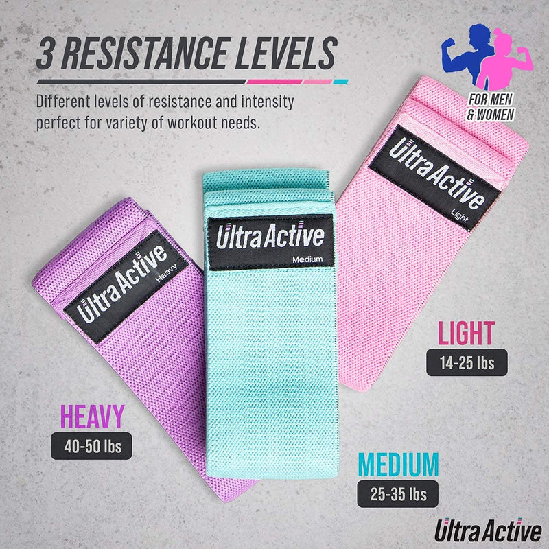 Fabric Resistance Hip Bands, Set of 3 (Pink/Teal/Purple)