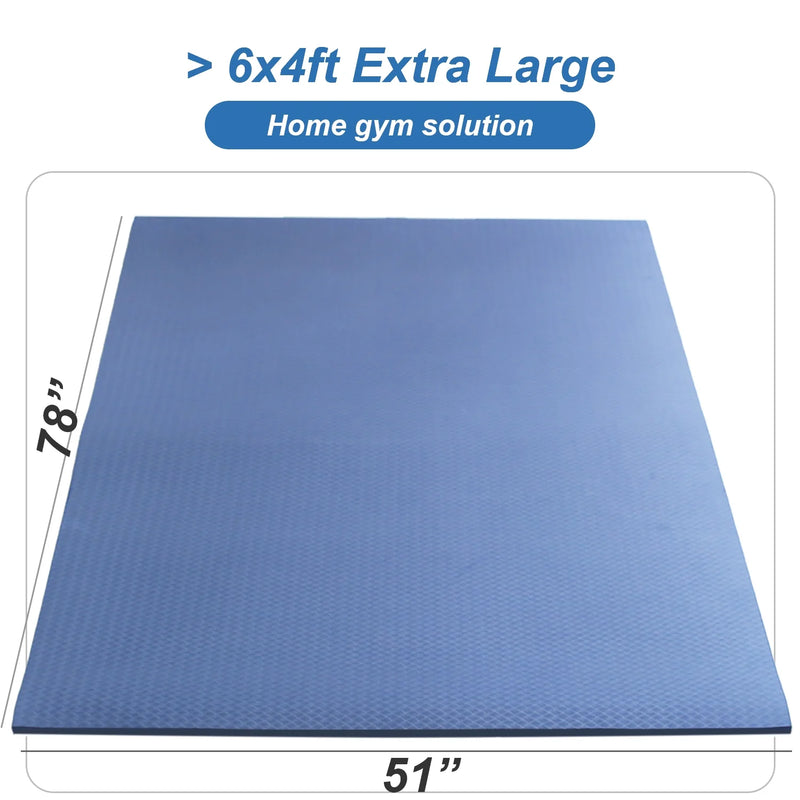 Large Exercise Mat 78"X51" Thick TPE Foam Yoga Pilates Workout Floor Gym Mat Blue