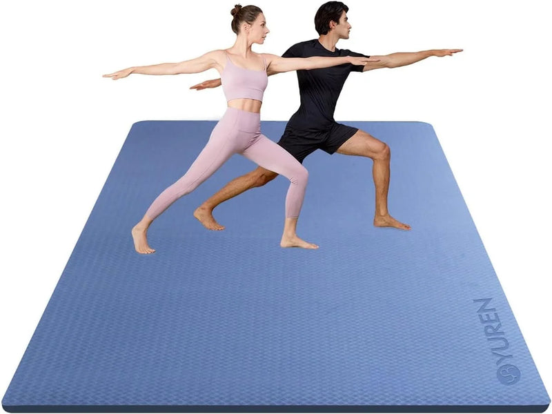 Large Exercise Mat 78"X51" Thick TPE Foam Yoga Pilates Workout Floor Gym Mat Blue